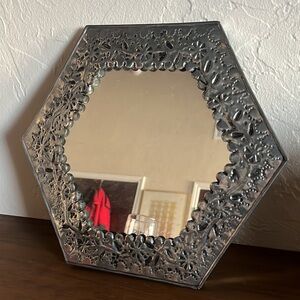 🖤Made in Mexico Handmade Vintage Hexagonal Tin Metal Mirror for Home Decor🖤